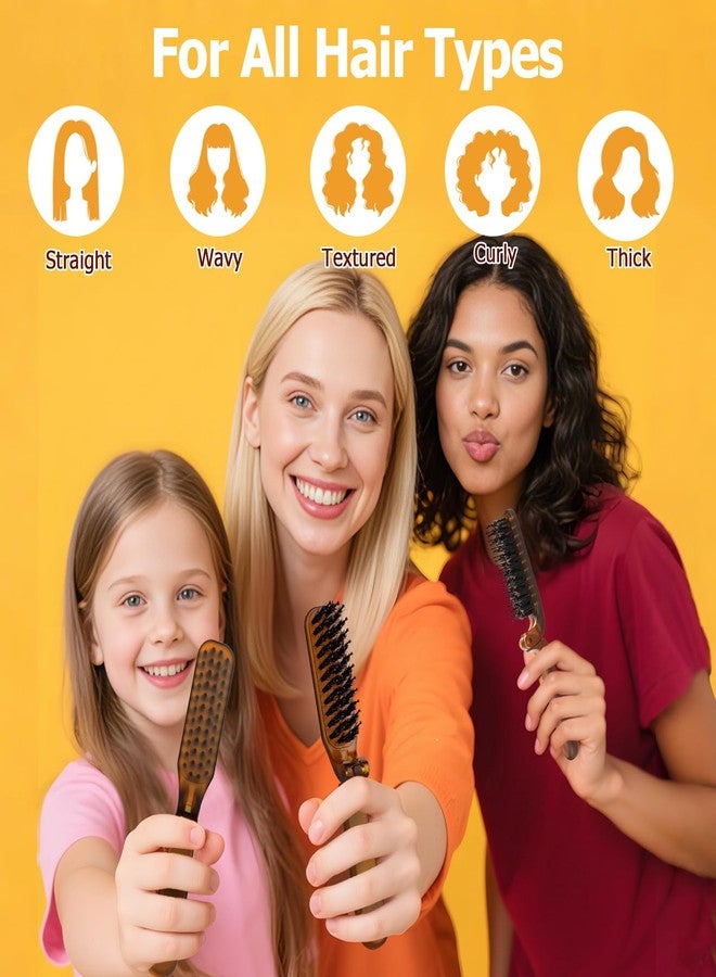 انكابل فرشاة شعر صغيرة قابلة للطي للنساء، فرشاة شعر صغيرة الحجم للسفر بشعيرات الخنزير البري، مناسبة لجميع أنواع الشعر، عبوة واحدة - Image 2